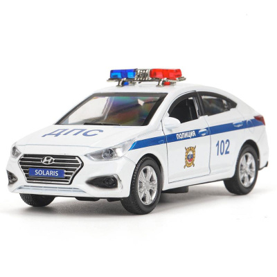 Игрушка машинка металлическая Hyundai Solaris Полиция Технопарк SOLARIS2-12POL-WH 1